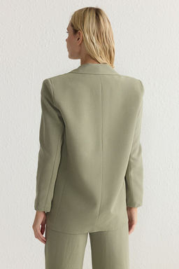TRENDYOLMILLA Haki Keten Gorunumlu Regular Kal?p Astarl? Dokuma Blazer Ceket TWOSS25BC00004  фото 5