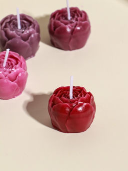 Набор свечей декоративных Пионы, 5 шт. 3.5?3.5?2.5 см, розово-фиолетовые, 6.5?22.5?3.5 см