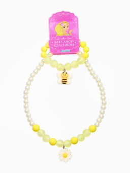 Набор детский «Выбражулька. Пчёлка», 2 предмета: бусы, браслет, бело-желтый