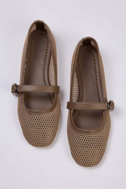 Trendyol Shoes Beyaz Fileli Yuvarlak Burun Mary Jane Kad?n Babet TAKSS24BE00000 - Trendyolmilla фото 14