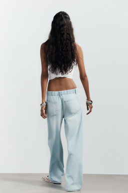 PYJAMA-STYLE DENIM TROUSERS - Zara фото 5