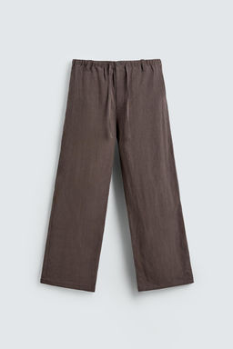 PANTAL?N RELAXED FIT 100% LINO / Marr?n / Topo