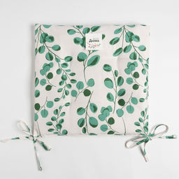 Сидушка на стул Доляна Эвкалипт 42х42 см, 100% хлопок, рогожка 164 г/м2  фото 4