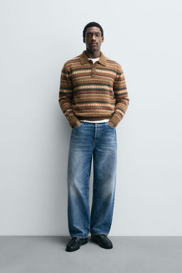 GEOMETRIC JACQUARD KNIT POLO SHIRT