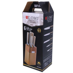 Набор ножей "SHEF" 6предметов (5ножей+подставка), золотая ручка