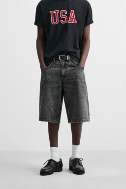 BASIC BAGGY FIT DENIM BERMUDA - Zara фото 32