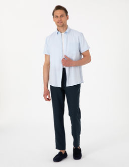 Рубашка Pierre Cardin Regular Fit светло-голубая из льняной смеси