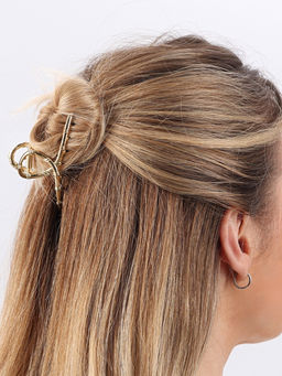 Крабик для волос «Валери», бамбуковая петелька, 7.5 см, золото