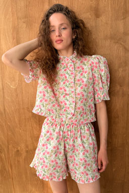 Блузка СЛАВЯНКА116/03/Белый, розовый - M&G all natural фото 4