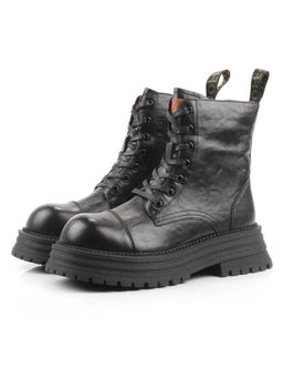 01-A13-1 BLACK Ботинки демисезонные женские (натуральная кожа)