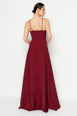 TRENDYOLMILLA Murdum A-Kesim Dokuma Uzun S?k Abiye Elbise TPRSS19FZ0511  фото 19