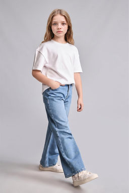 %100 Pamuk Straight Fit Jean Pantolon K_z _ocuk - Defacto фото 2