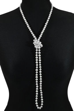 Бусы длинные из жемчуга шарик 7мм цвет белый, 110см