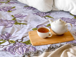 Простыня на резинке 200*200 см, поплин, борт 25 см (Магнолии, лавандовый) - Ивановотекстиль фото 5