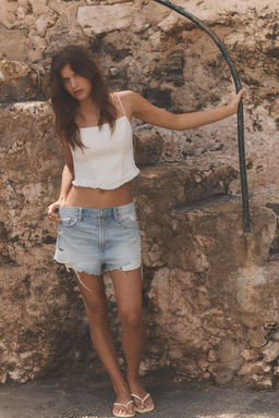 TOP CROP CORSETERO POPEL?N / Blanco
