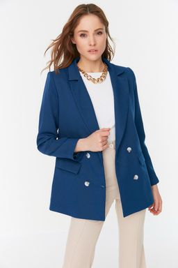 TRENDYOLMILLA Antrasit Regular Astarl? Dugme Detayl? Dokuma Blazer Ceket TWOAW21CE0264 фото 25