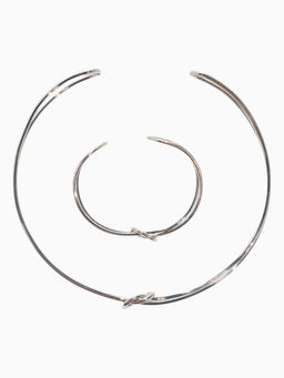 Набор 2 предмета: чокер, браслет Обруч узел, цвет серебро