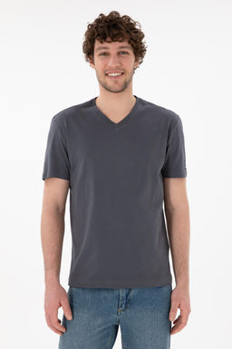 Erkek Regular Fit V Yaka Antrasit Basic Ti__rt Sepette S_rpriz _ndirim - U.s. polo assn фото 4