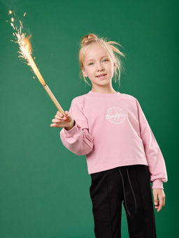 Свитшот укороченный с печатью Пудра подростковый - Bungly фото 2