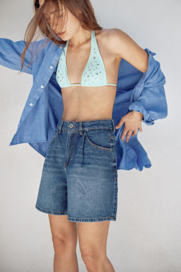 SHORTS DENIM TIRO ALTO ZW COLLECTION / Azul