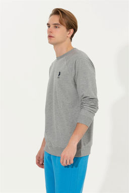 Erkek Gri Melanj Basic Sweatshirt Sepette S_rpriz _ndirim - U.s. polo assn фото 3