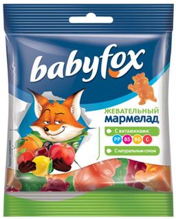 Цена за 5 шт.BabyFox, мармелад жевательный с соком ягод и фруктов, 30 г