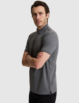 Koyu Gri Slim Fit Pamuk Kar___ml_ D__meli Polo Yaka Basic T-shirt