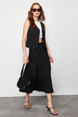 Trendyolmilla Siyah Klos Maxi Esnek Orme Etek TWOSS24ET00156 фото 7