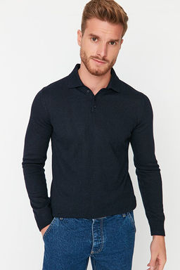 Lacivert Slim Fit Y_nl_ Polo Yaka D__meli Smart Triko Kazak TMNAW23KZ00238