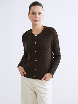 Bisiklet Yaka Kendinden Desenli Kad?n Triko H?rka