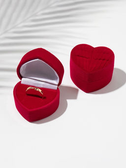 Футляр под серьги, кольцо Сердце, бархатный, 5.2?4.6 см, бордовый