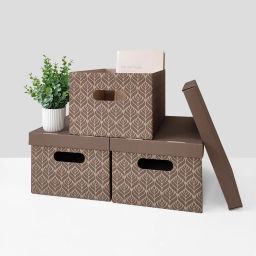 VAL BC-40 Короба картонные, 25*33*18.5 см, набор 8 шт., ЛИСТЬЯ БЕЖЕВЫЕ, шт