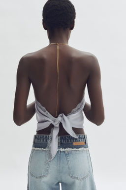 Top halter con ribete de encaje - H&m фото 2