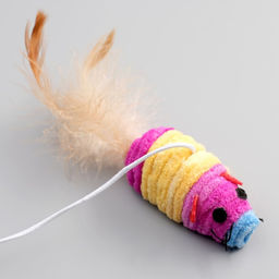 Дразнилка с махровой мышкой (7 см) на деревянной палочке, 40 см, микс цветов - Пижон фото 4