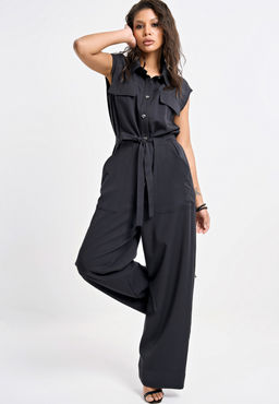 Комбинезон с брюками деловой офисный черный