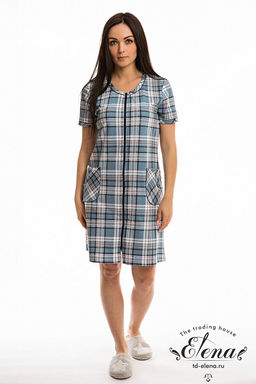 Халат М323081а Клетка-голубая - Елена фото 2