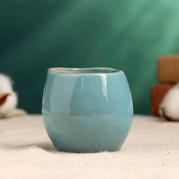 Декоративный горшок для цветов «Сова Ава» керамический, 100 мл, 6.5×6.5×6 см, голубой