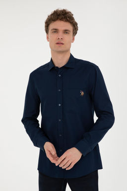 Мужская темно-синяя рубашка с длинным рукавом - U.s. polo assn фото 3