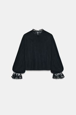 EMBROIDERED LONG SLEEVE TOP - Zara фото 8