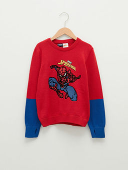 Bisiklet Yaka Spiderman Bask?l? Uzun Kollu Erkek ?ocuk ?nce Triko Kazak