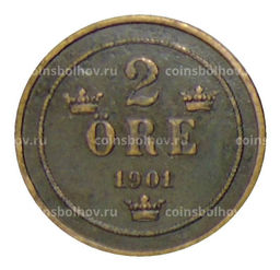 Монета 2 эре 1901 года Швеция