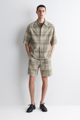 CAMISA DE MANGA CORTA DE CUADROS EN MEZCLA DE LINO - H&m фото 5