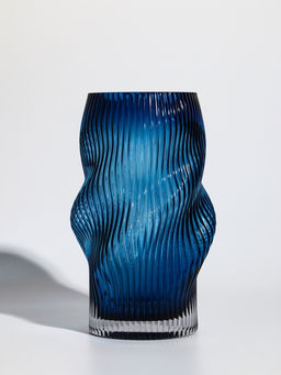 Ваза «Ванесса», волны, 24×12 см, стекло, синяя