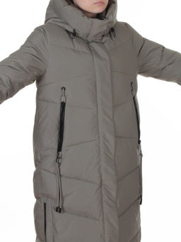 A73 GRAY/GREEN Пальто зимнее женское (200 гр. холлофайбер)