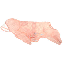 Пэт тойс (Pet toys) Одежда для собаки Комбинезон Горошек с капюшоном, прозрачный ПВХ козырек, на кнопках р-р L, длина спинки 30см/обхват груди 42см/обхват шеи 36см, цвет-персиковый, плащевка (Китай) - Домашняя мода фото 4