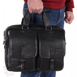 Портфель мужской кожаный 66641G black Fuzhiniao в Новосибирске - S-style фото 2