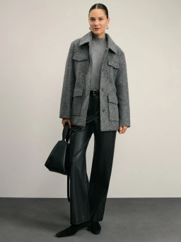 Куртка-рубашка из ткани с ворсом на поясе / Zarina  фото 2