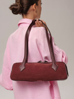 Замшевая сумка багет Deboro 31129 зимняя вишня