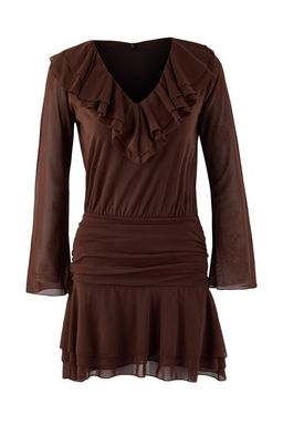 Kahverengi Duz Volanl? / F?rf?rl? Ekstra K?sa / Super Mini Orme Elbise TWOAW26EL00332 - Trendyolmilla фото 6