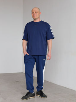 Футболка овер unisex с лампасом, индиго - Inzibe фото 3